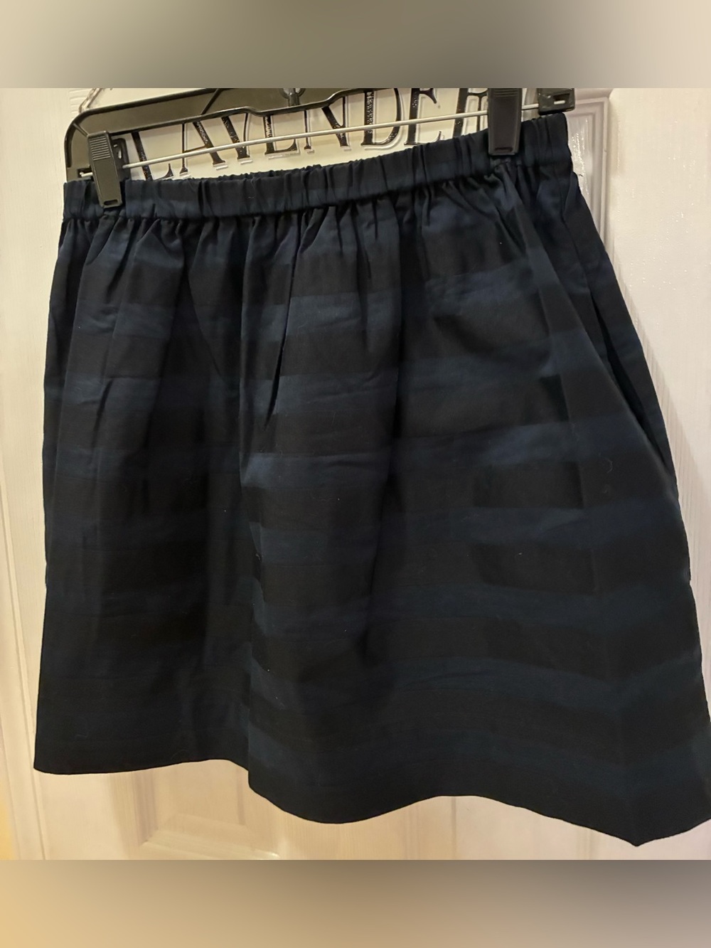 GAP Black & Navy Striped Elastic Waist Skater Skirt